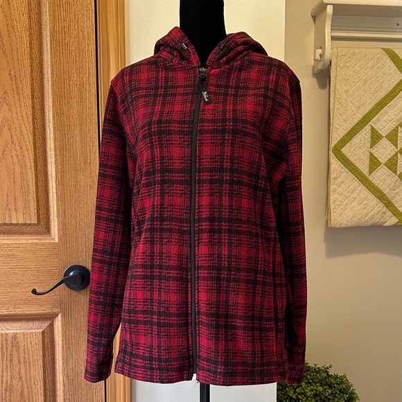 Woolrich Women's Black and Red Checkered Hooded Utility Jacket size medium - Picture 4 of 9